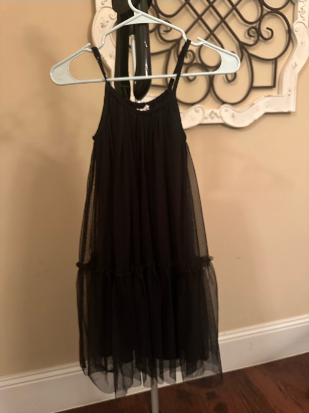 Black Girls Mesh Tiered Dress